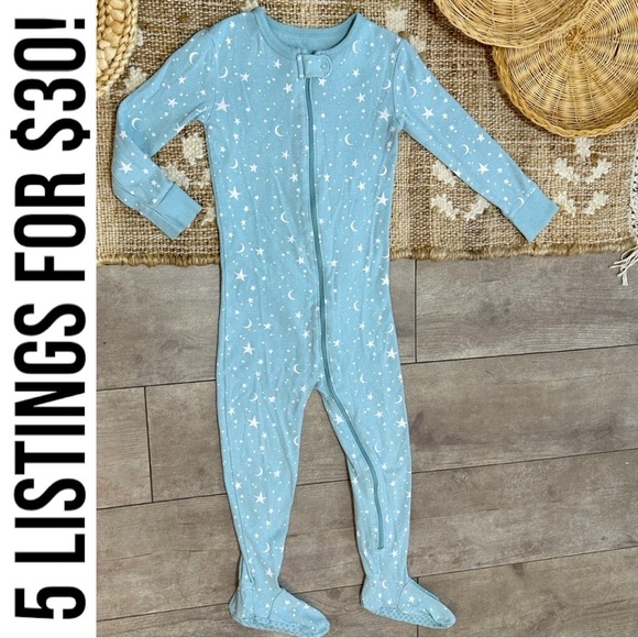 Old Navy Other - Old Navy Toddler Girl Star Print Zip Footie Pajamas Blue Starry Kids One Piece